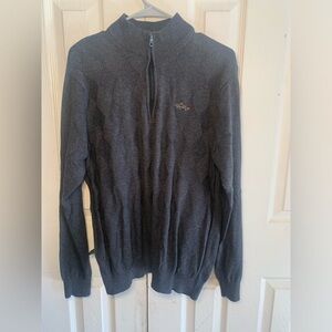 Mens Medium Greg Norman Dark Grey Pullover Sweater 1/4 Zip‎